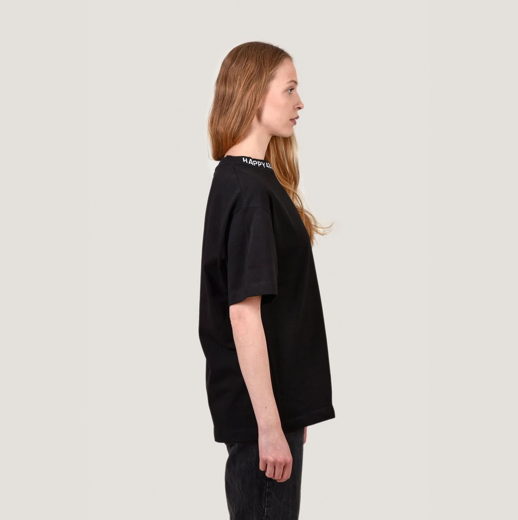 Oversize T - Kragen mit Stick Schwarz - Image 3